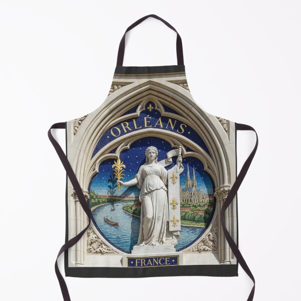 Item preview, Orleans France Art Deco Mosaic - Gold and Blue Allegory Poster designed and sold by FrancophileFun.