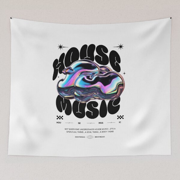 Item preview, HOUSE MUSIC  - Y2K Liquid Metal (Black)  designed and sold by Discothreadz.