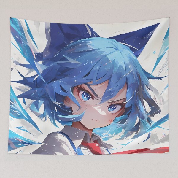 Item preview, Anime Fierce Cirno Touhou icy blue anime energetic freezing elemental power designed and sold by CarlosBender.