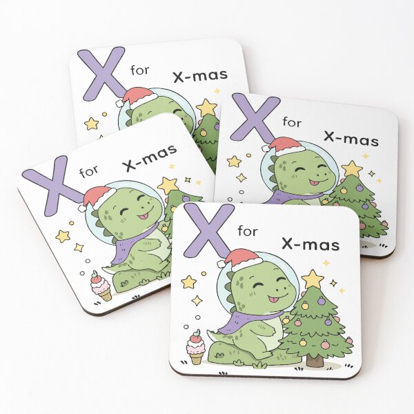 Item preview, X for X-mas – Cute Dinosaur Christmas Alphabet Art designed and sold by MeeraArts&Crafts.