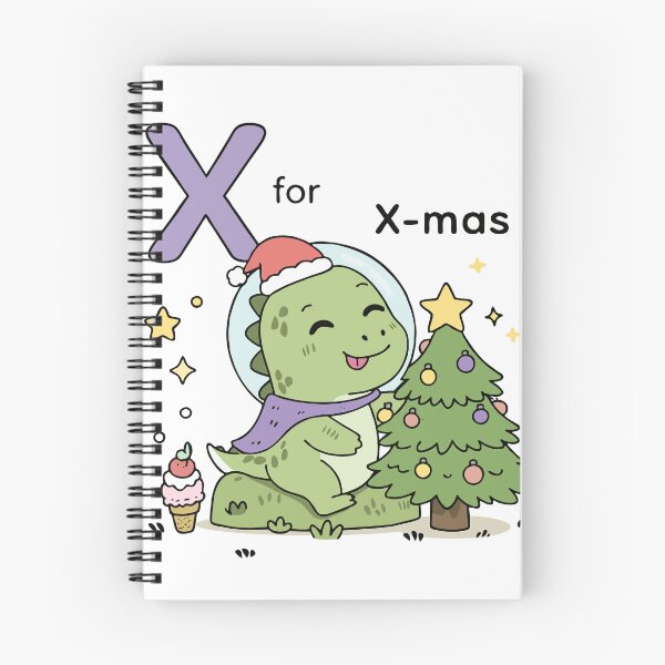 Item preview, X for X-mas – Cute Dinosaur Christmas Alphabet Art designed and sold by MeeraArts&Crafts.