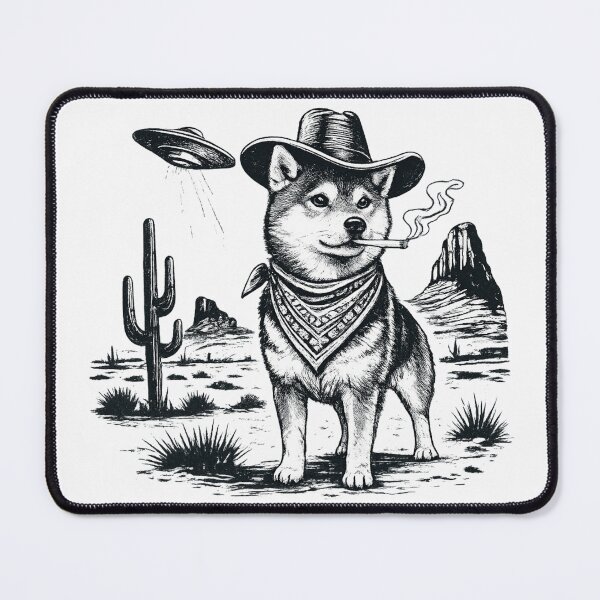 Item preview, Japanese Shiba Inu Cowboy Smoking UFO Funny Western Dog Classic T-Shirt designed and sold by first-shirt ⭐ ⭐ ⭐ ⭐ ⭐.