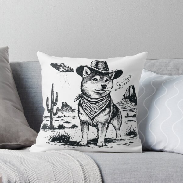 Item preview, Japanese Shiba Inu Cowboy Smoking UFO Funny Western Dog Classic T-Shirt designed and sold by first-shirt ⭐ ⭐ ⭐ ⭐ ⭐.