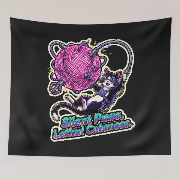 Item preview, Cyber Kitty: High-Tech Yarn Grapple 90s Retro Sticker designed and sold by Thaivi Design.