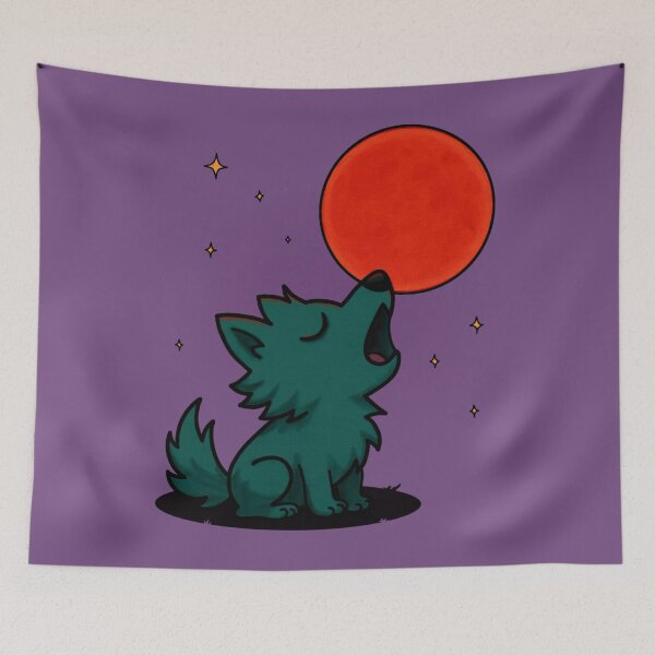 Item preview, Wolfie Red Moon designed and sold by AuroraTenebris.