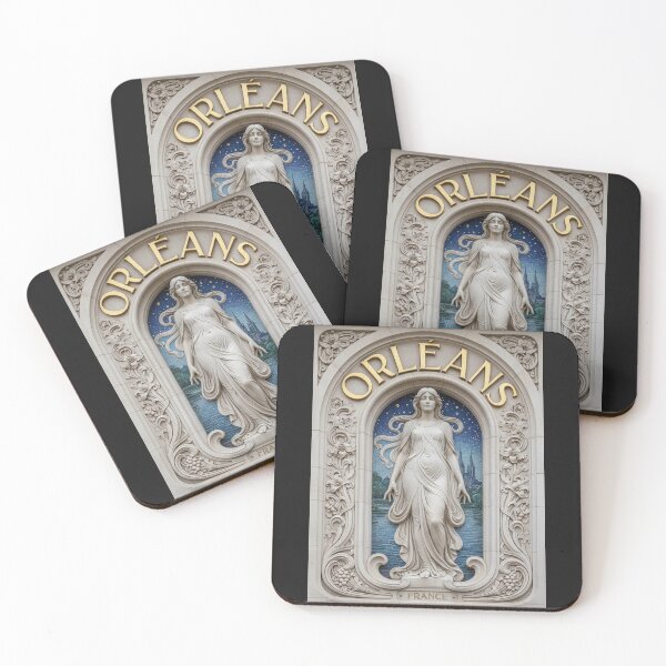 Item preview, Orleans France Art Nouveau Stone Goddess - Vintage Mosaic Poster designed and sold by FrancophileFun.