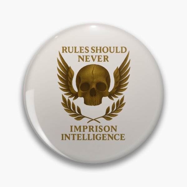 Item preview, Space Marine Inspired Skull with Laurel and Golden Wings – RULES SHOULD NEVER IMPRISON INTELLIGENCE – Futuristic Gothic T-Shirt designed and sold by misaelP.