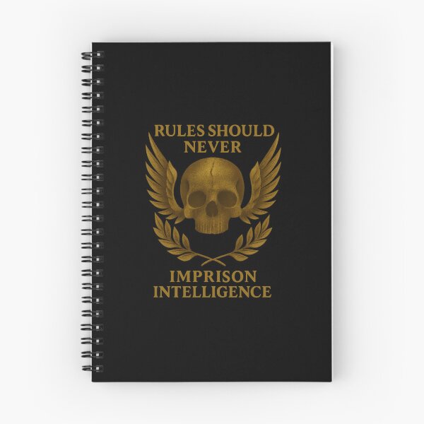 Item preview, Space Marine Inspired Skull with Laurel and Golden Wings – RULES SHOULD NEVER IMPRISON INTELLIGENCE – Futuristic Gothic T-Shirt designed and sold by misaelP.