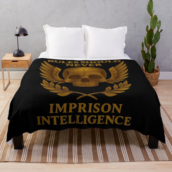 Item preview, Space Marine Inspired Skull with Laurel and Golden Wings – RULES SHOULD NEVER IMPRISON INTELLIGENCE – Futuristic Gothic T-Shirt designed and sold by misaelP.