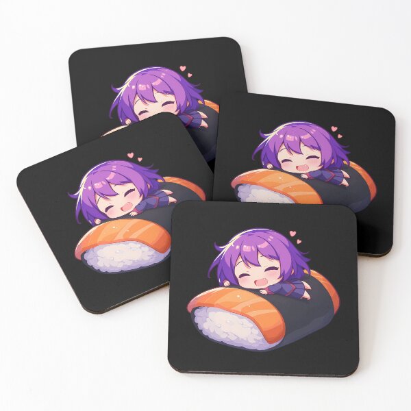 Item preview, Hitagi Senjougahara Happy Sushi Chibi Kawaii Bakemonogatari Anime Girl designed and sold by CarlosBender.