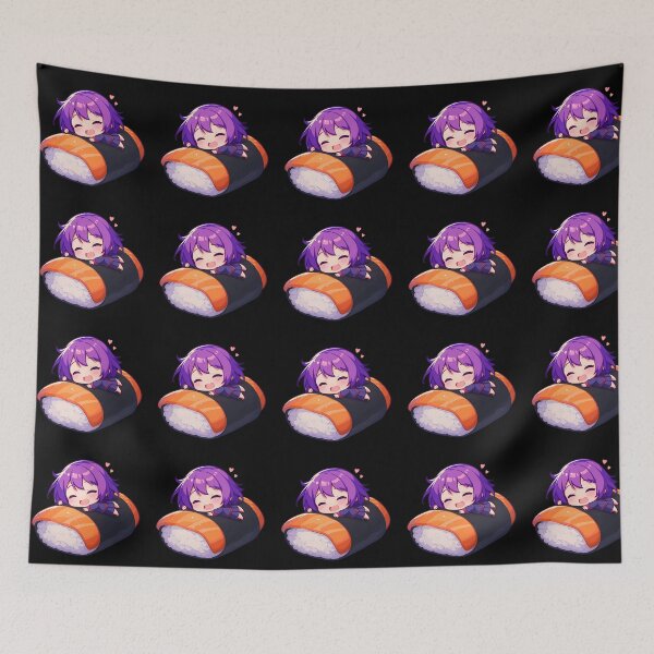 Item preview, Hitagi Senjougahara Happy Sushi Chibi Kawaii Bakemonogatari Anime Girl designed and sold by CarlosBender.
