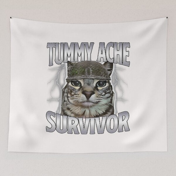 Item preview, Tummy Ache Survivor Cat Meme Funny Saying Cats Animals Quote designed and sold by FrankIsabel.