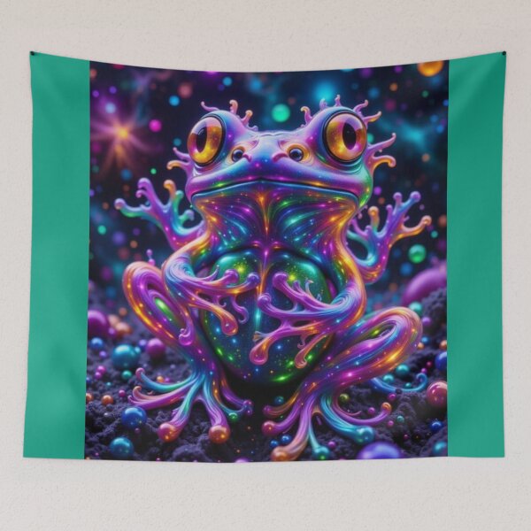 Item preview, Neon Cosmic Frog | Psychedelic Rainbow Amphibian Art Trippy Spaces | Fantasy Illustration designed and sold by Whimsical Art by Angela.