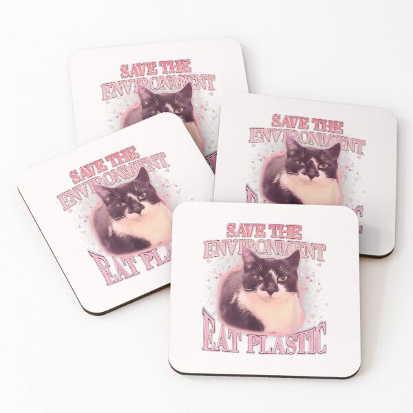 Item preview, Save The Environment Eat Plastic Silly Cat Meme Funny Cats designed and sold by FrankIsabel.