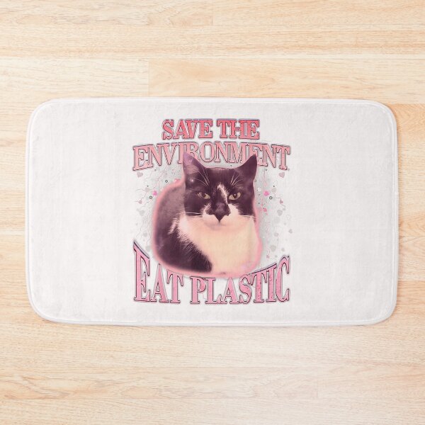 Item preview, Save The Environment Eat Plastic Silly Cat Meme Funny Cats designed and sold by FrankIsabel.