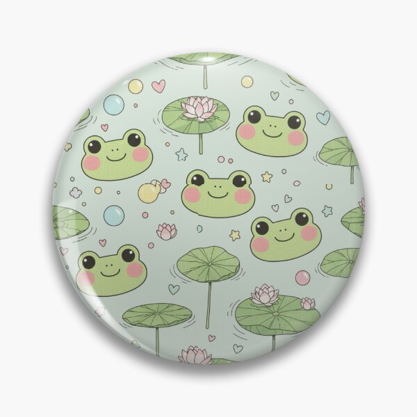 Item preview, Adorable Kawaii Frog and Lily Pad Pond Life Pattern designed and sold by Tidarat-27.