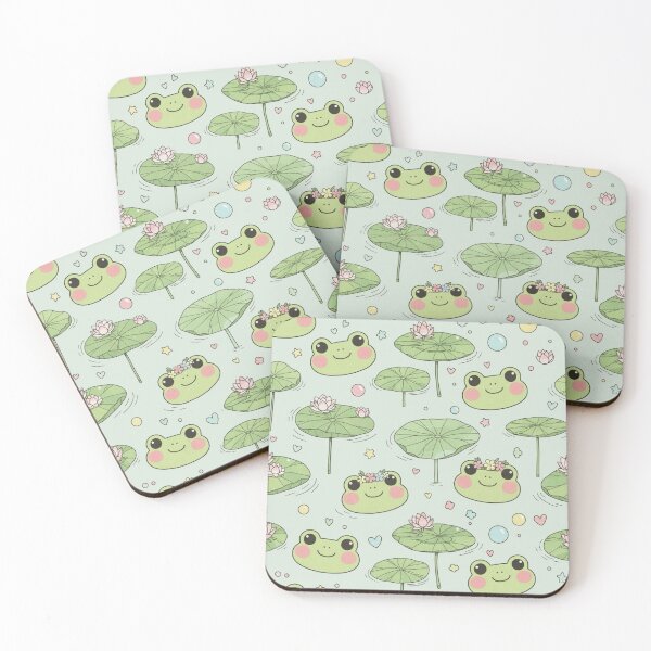 Item preview, Adorable Kawaii Frog and Lily Pad Pond Life Pattern designed and sold by Tidarat-27.