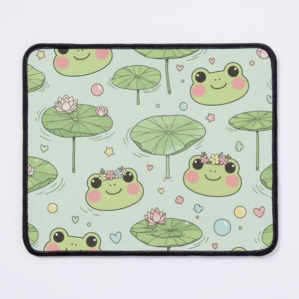 Item preview, Adorable Kawaii Frog and Lily Pad Pond Life Pattern designed and sold by Tidarat-27.