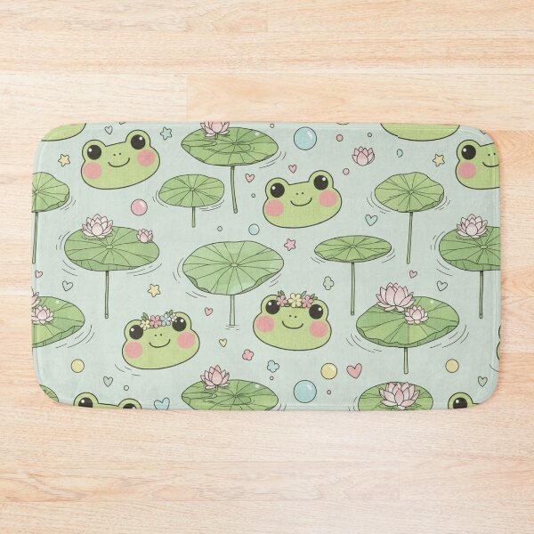 Item preview, Adorable Kawaii Frog and Lily Pad Pond Life Pattern designed and sold by Tidarat-27.