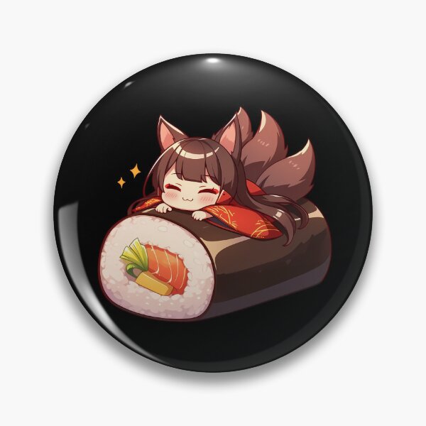 Item preview, Akagi Azur Lane Chibi Sushi Kawaii Anime Girl Fox Red Kimono Roll designed and sold by CarlosBender.