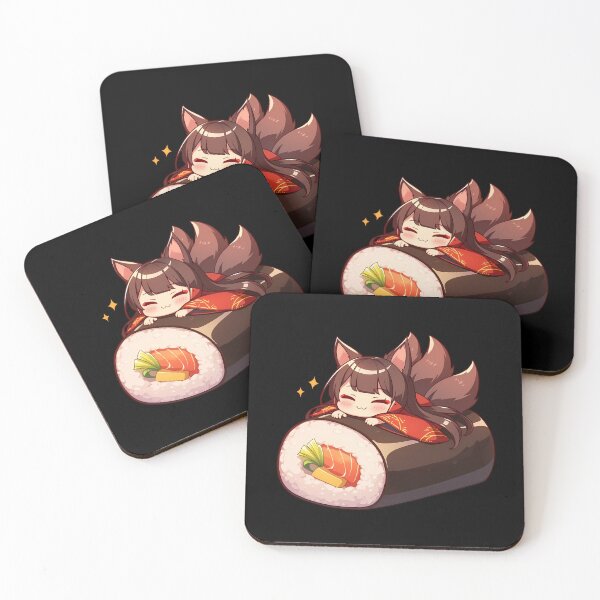 Item preview, Akagi Azur Lane Chibi Sushi Kawaii Anime Girl Fox Red Kimono Roll designed and sold by CarlosBender.