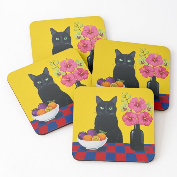 Item preview, Yellow Room with Black Cat & Hibiscus designed and sold by goldcov.