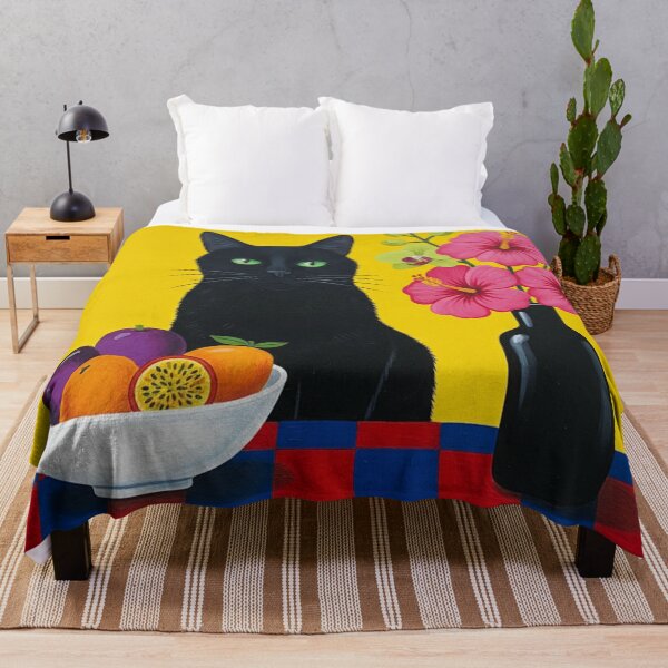 Item preview, Yellow Room with Black Cat & Hibiscus designed and sold by goldcov.