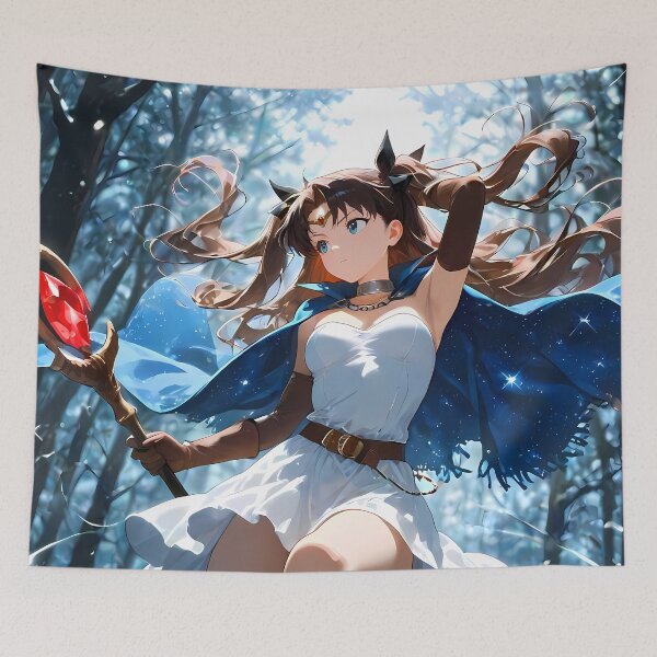 Item preview, Rin Tohsaka Fate Stay Night Anime Girl Waifu Forest Magic Winter Adventure Glowing Fantasy designed and sold by CarlosBender.