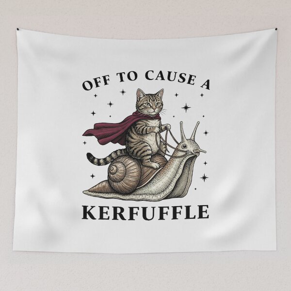 Item preview, Off to Cause A Kerfuffle Funny Whimsical Cat Meme designed and sold by FrankIsabel.