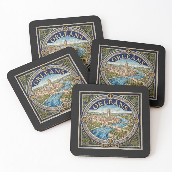 Item preview, Orleans France Cathedral & River Mosaic - Loire Valley Travel Poster designed and sold by FrancophileFun.