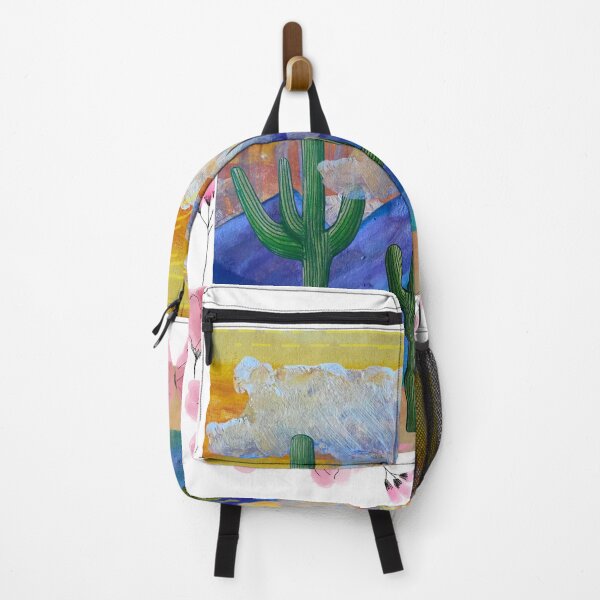 Item preview, Sketched Cacti and Watercolor Painted Mountains Collage, with Pink Desert Flowers and Sunshine designed and sold by Uplifting Vib'n Design and Decor .