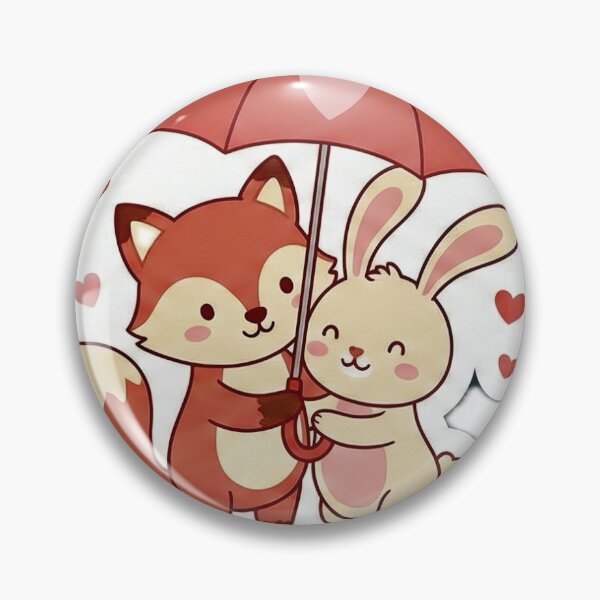 Item preview, Valentine's Day Fox and Rabbit Sharing a Heart Umbrella designed and sold by chrstdnl.