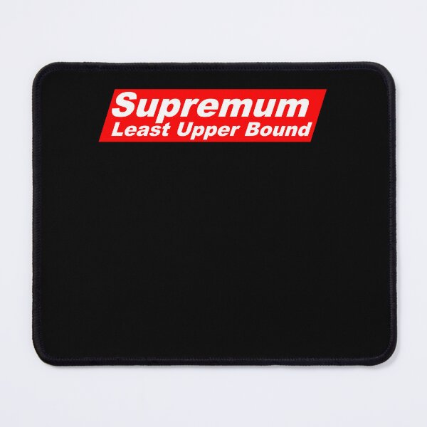 Item preview, Funny Nerdy Supremum Least Upper Bound White Text in Red Parallelogram Designer Parody designed and sold by MathWare MathClips.
