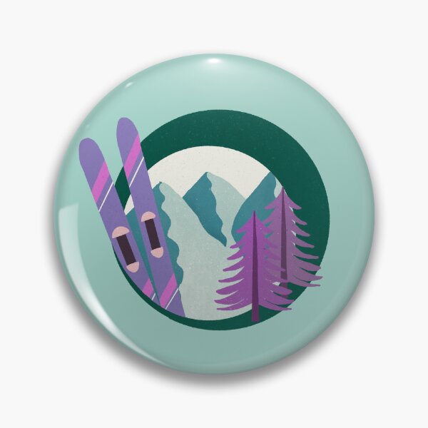 Item preview, Retro Ski Badge - green and purple designed and sold by Home Cyn Home.
