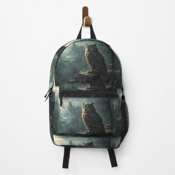 Item preview, Owl in Abandoned City Ruins – Dark Fantasy Art Illustration designed and sold by TroyTheTerrific.