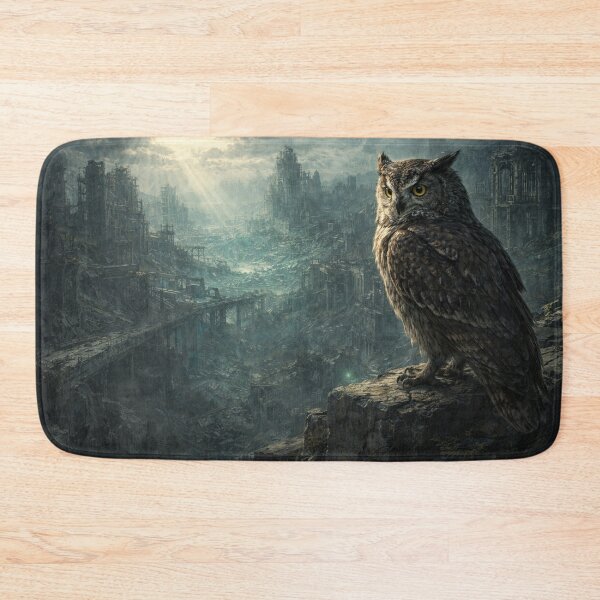Item preview, Owl in Abandoned City Ruins – Dark Fantasy Art Illustration designed and sold by TroyTheTerrific.