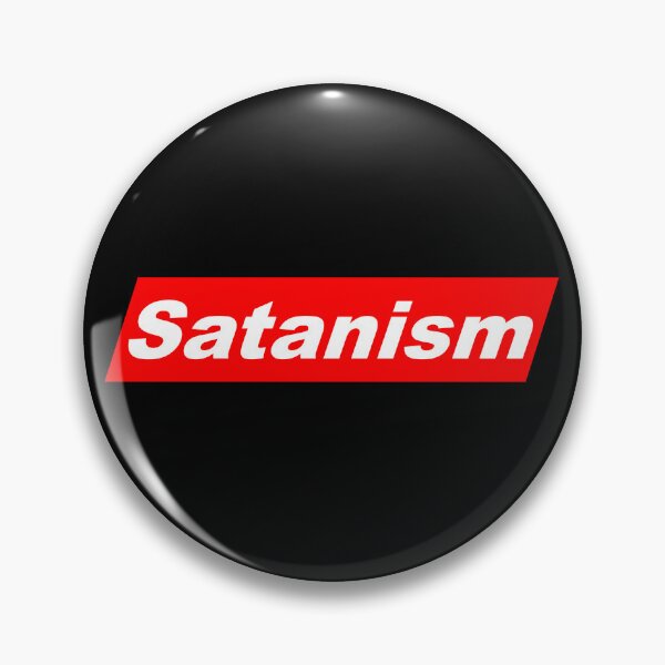 Item preview, Funny Nerdy Satanism White Text in Red Parallelogram Designer Parody designed and sold by MathWare MathClips.