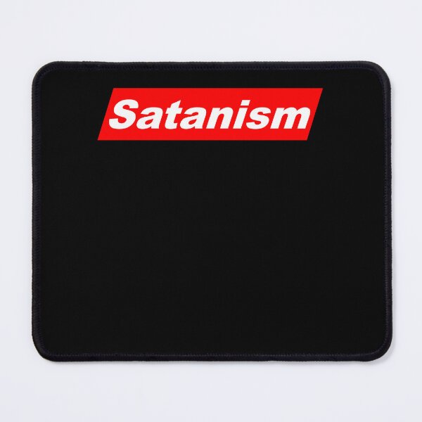 Item preview, Funny Nerdy Satanism White Text in Red Parallelogram Designer Parody designed and sold by MathWare MathClips.