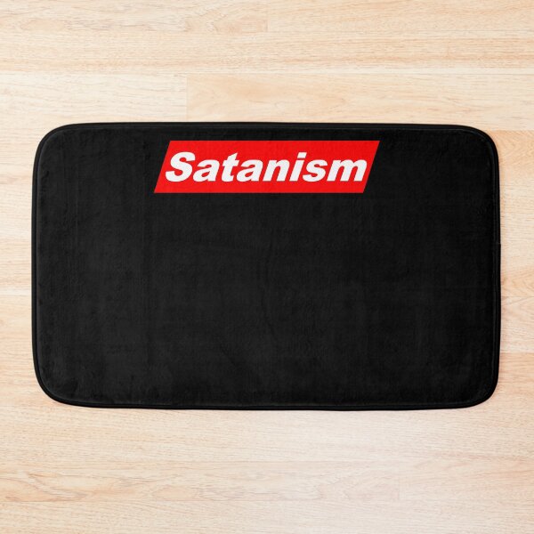 Item preview, Funny Nerdy Satanism White Text in Red Parallelogram Designer Parody designed and sold by MathWare MathClips.