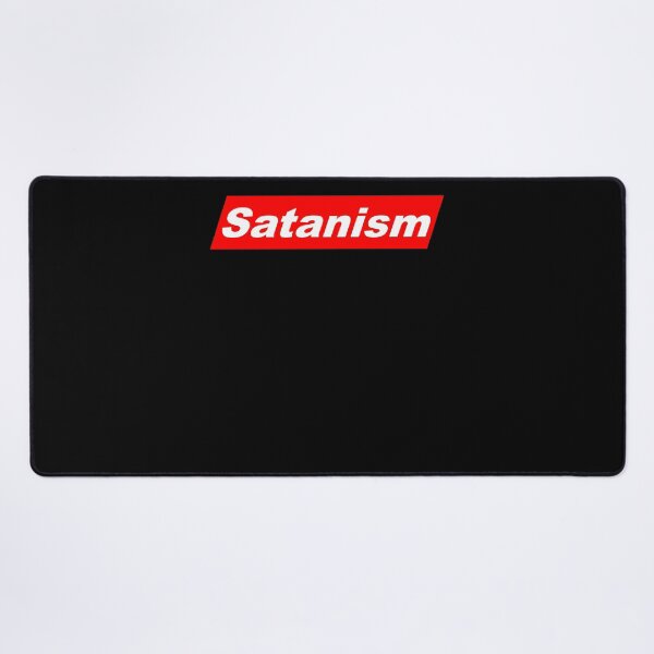 Item preview, Funny Nerdy Satanism White Text in Red Parallelogram Designer Parody designed and sold by MathWare MathClips.