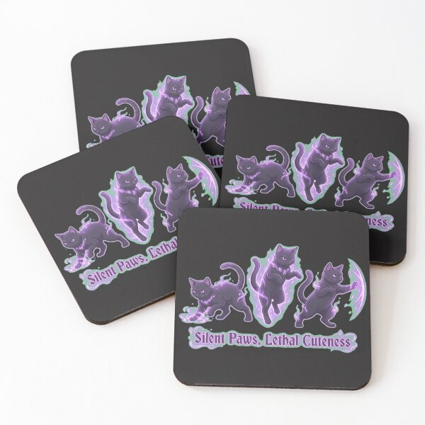 Item preview, Mystic Shadow Clone Black Cats - Purple Magic Ninja Felines designed and sold by Thaivi Design.