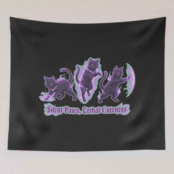 Item preview, Mystic Shadow Clone Black Cats - Purple Magic Ninja Felines designed and sold by Thaivi Design.