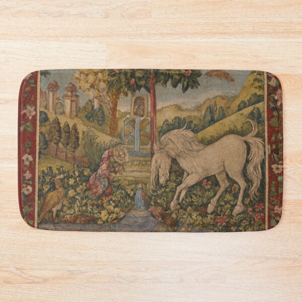 Item preview, Unicorn at the Fountain Tapestry – Medieval Garden Fantasy designed and sold by LuxuryApparels.