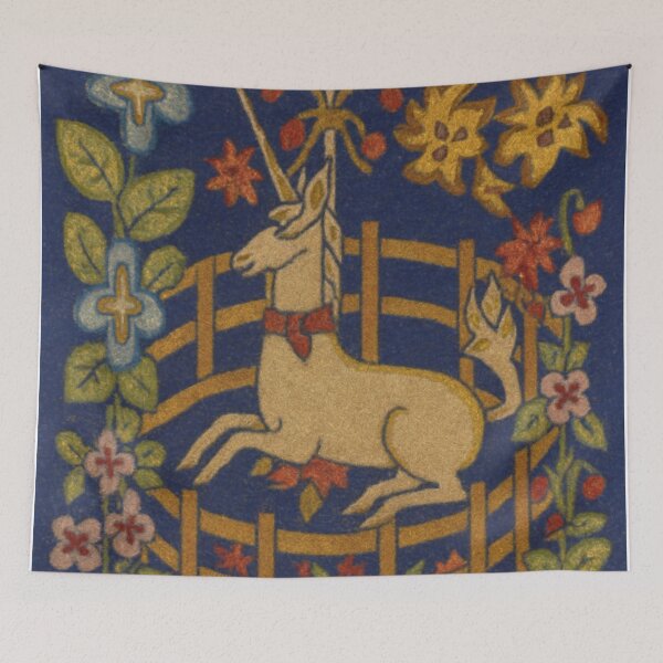 Item preview, Unicorn in Captivity Tapestry – Medieval Fantasy Garden designed and sold by LuxuryApparels.