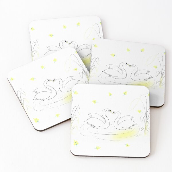 Item preview, Love Birds Swans and Mimosa Flowers designed and sold by TheColorBliss.