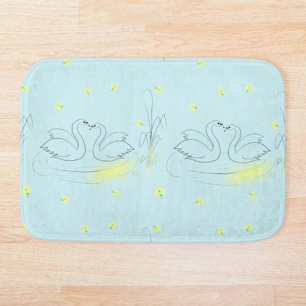 Aperçu de l'œuvre Oiseaux amoureux, cygnes et fleurs de mimosa créée et vendue par TheColorBliss.