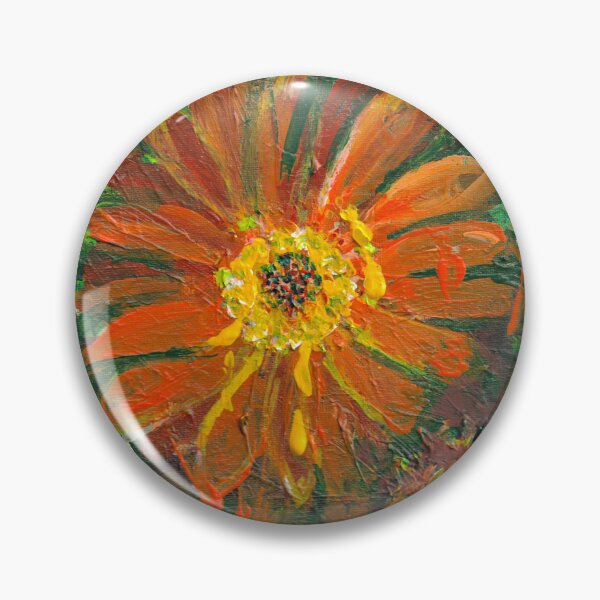 Item preview, art print from an original painting gazania orange dark green leaves in the garden designed and sold by empressbat merch.