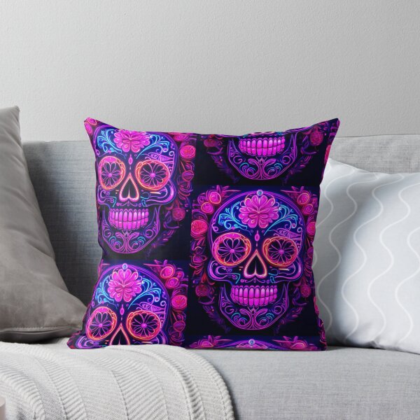Item preview, Neon Sugar Skull With Flowers  designed and sold by stephcard15.