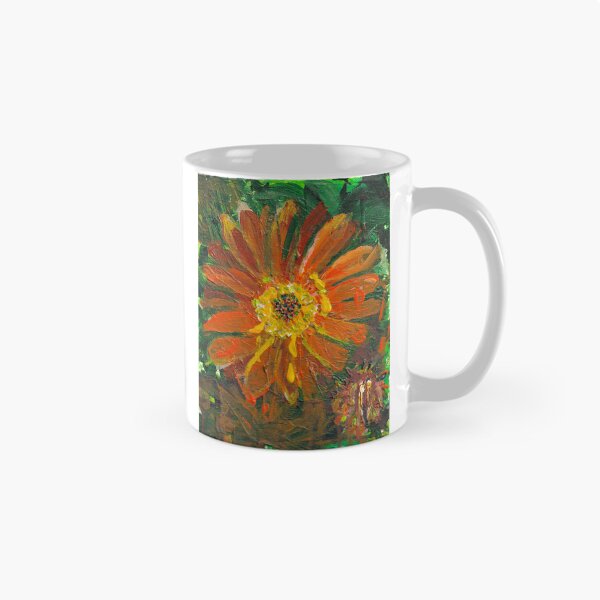 Item preview, art print from an original painting gazania orange dark green leaves in the garden designed and sold by empressbat merch.