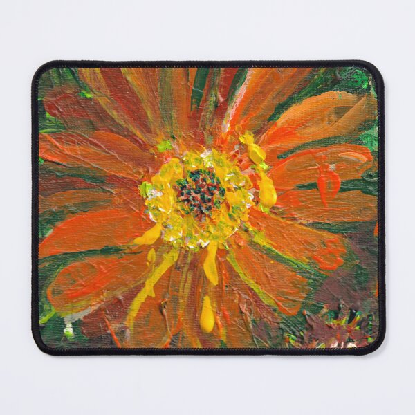 Item preview, art print from an original painting gazania orange dark green leaves in the garden designed and sold by empressbat merch.